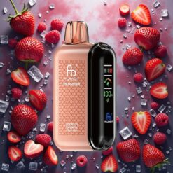 Fumot Tornado 20000 Puffs Engangsdamp Jordbær Bringebær Kirsebær Is 20ml 850mAh