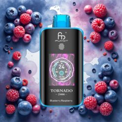 Fumot Tornado 25000 Puffs Blåbær Bringebær med HD-skjerm og 700mAh batteri
