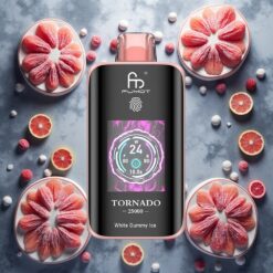 Fumot Tornado 25000 Puffs Disposable Vape Hvit Gummi Is med HD-skjerm og 700mAh batteri