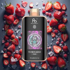 Fumot Tornado 25000 Puffs HD Skjerm 700mAh Oppladbar Batteri Jordbær Is