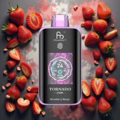 Fumot Tornado 25000 Puffs Opplagbar E-damp Jordbær Mango med HD-skjerm og Type-C-lading