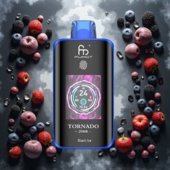 Fumot Tornado 25000 Puffs Svart Is med HD-skjerm og 700mAh batteri
