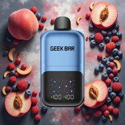 GEEK BAR 2GO 20ml 50000 Puffs To Serier Engangs Vape Pen Fersken & Bær med 5% Nikotinsalt og 3-trinns Justerbar Smak/Kjølighet