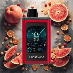 JNR PhoneVape 30000 puffs Disposable Vape Fersken Mango Vannmelon med 850mAh Type-C lading og justerbar luftstrøm