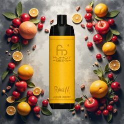 RandM Fumot Shisha 10000 Puffs Engangsdamp Lemon Cherry (Sitron/Kirsebær) med LED-indikator og 850 mAh batteri