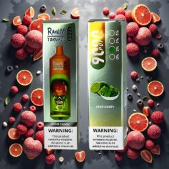 RandM Tornado 9000 Puffs 850 mAh / 18 mL RandM Fumot Tornado 9000 Puffs Engangsvape Sur Godteri