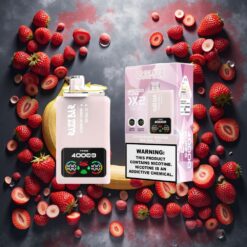 Razz Bar 40000 Puffs Disposable Vape Jordbær Banan_Red Bull Is med Power Screen Display