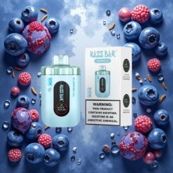 Razz Bar 50K Puffs Disposable Vape Blåbær Is 1.0 Ohm Mesh Coil 650 Mah