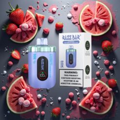 Razz Bar 50K Puffs Disposable Vape Jordbær Vannmelon Tyggegummi – 1.0 Ohm Mesh Coil