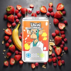 UWIN Crystal Twins 40000 Puffs Disposable Vape Jordbær Banan Kjærlighet 66 – 32ml / Type-C