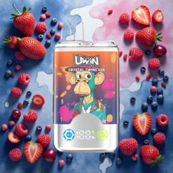 UWIN Crystal Twins 40000 Puffs Disposable Vape Jordbær Bringebær Kirsebær Mr Blå – 32ml 850mAh